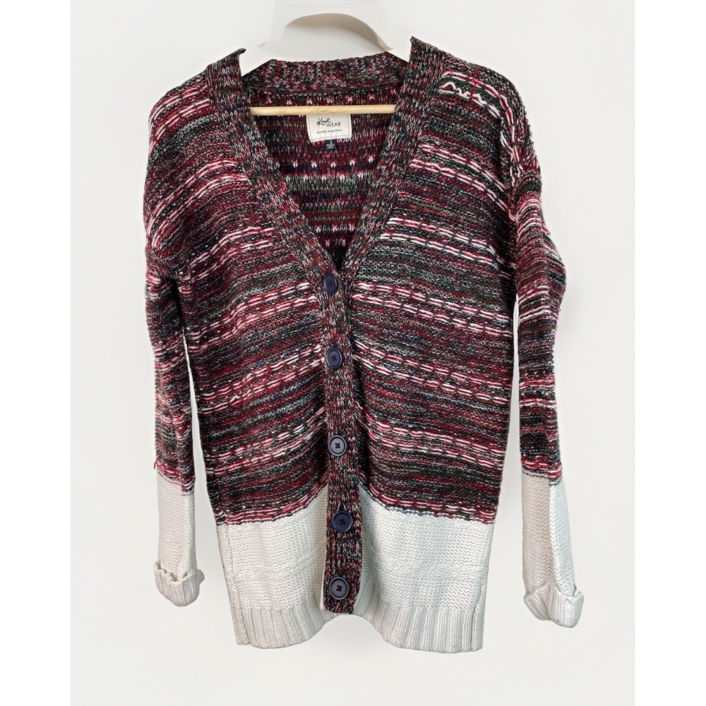 Cotton On Knitwear Women's S Black Red Ivory Button Up Cardigan Sweater